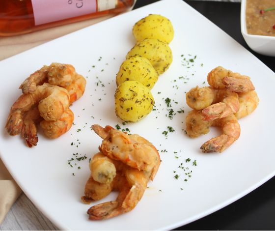 Gambas Panadas com Molho de Camarão